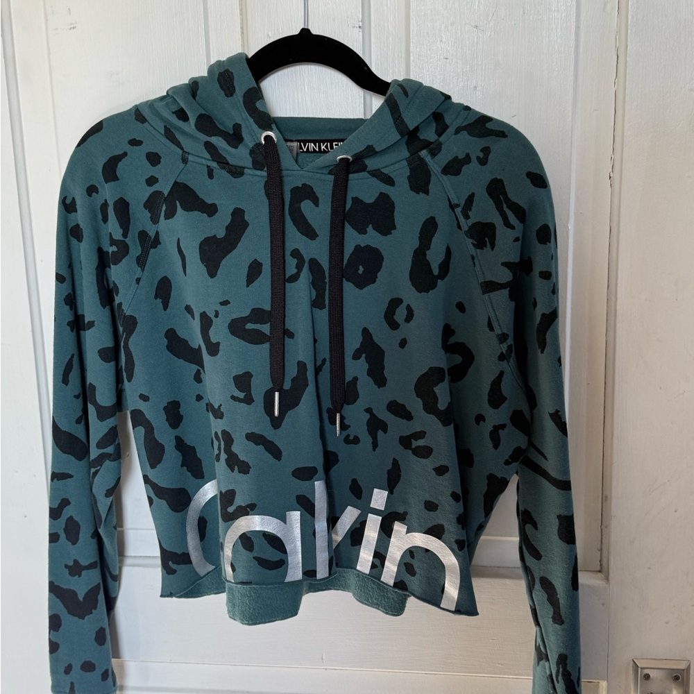 Calvin Klein Blue and Black Patterned Hoodie